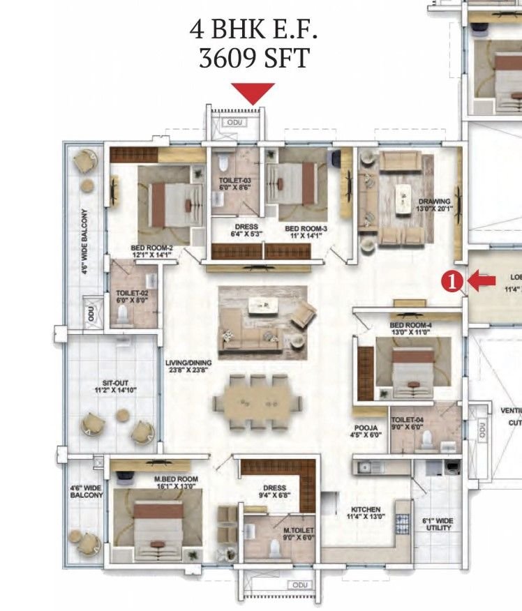 4 BHK Flat for Sale in My Home Avali