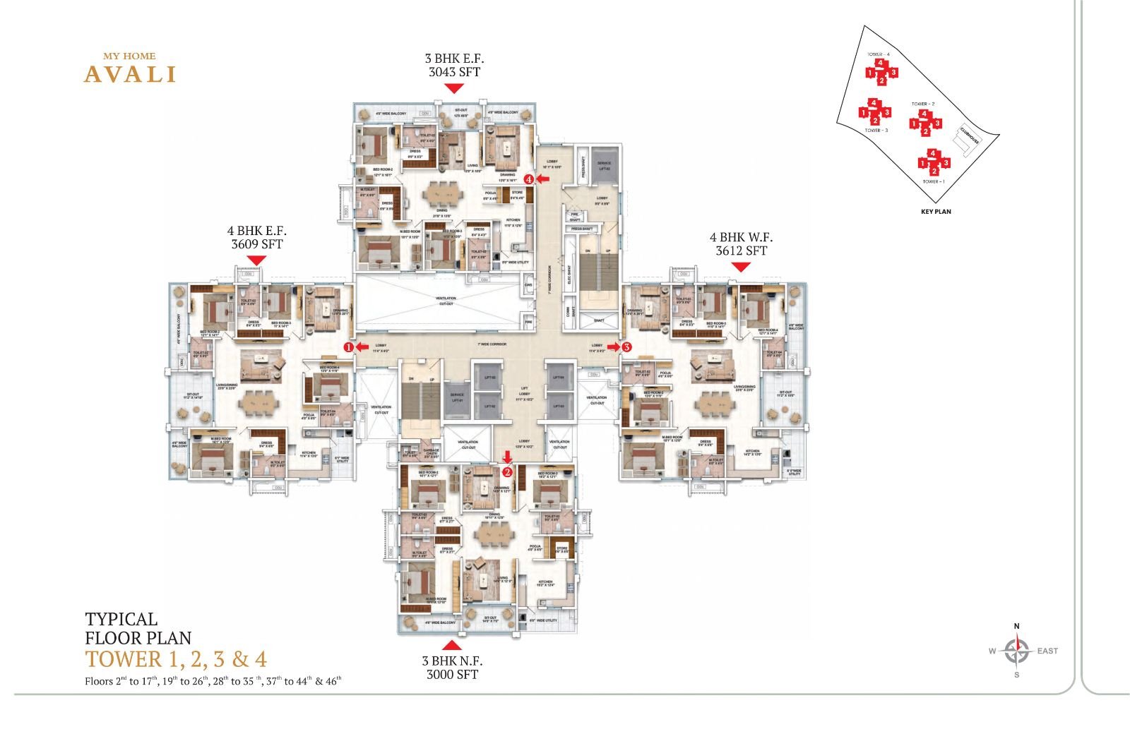 4 BHK Flat for Sale in My Home Avali